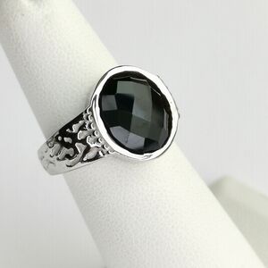 Sterling silver round Black Onyx ring size 6 🆕